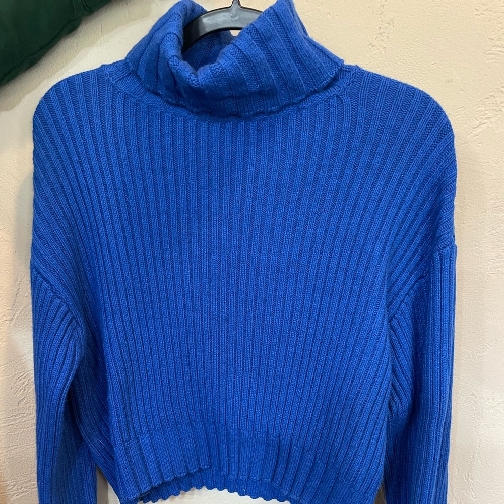 Blue crop turtle neck